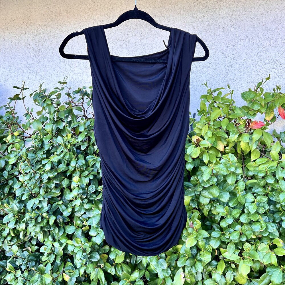 Roberto Cavalli Top Black Gold Cowl Neck Slinky Blouse Size 42 US 6 Sm Med NWT - Picture 3 of 8